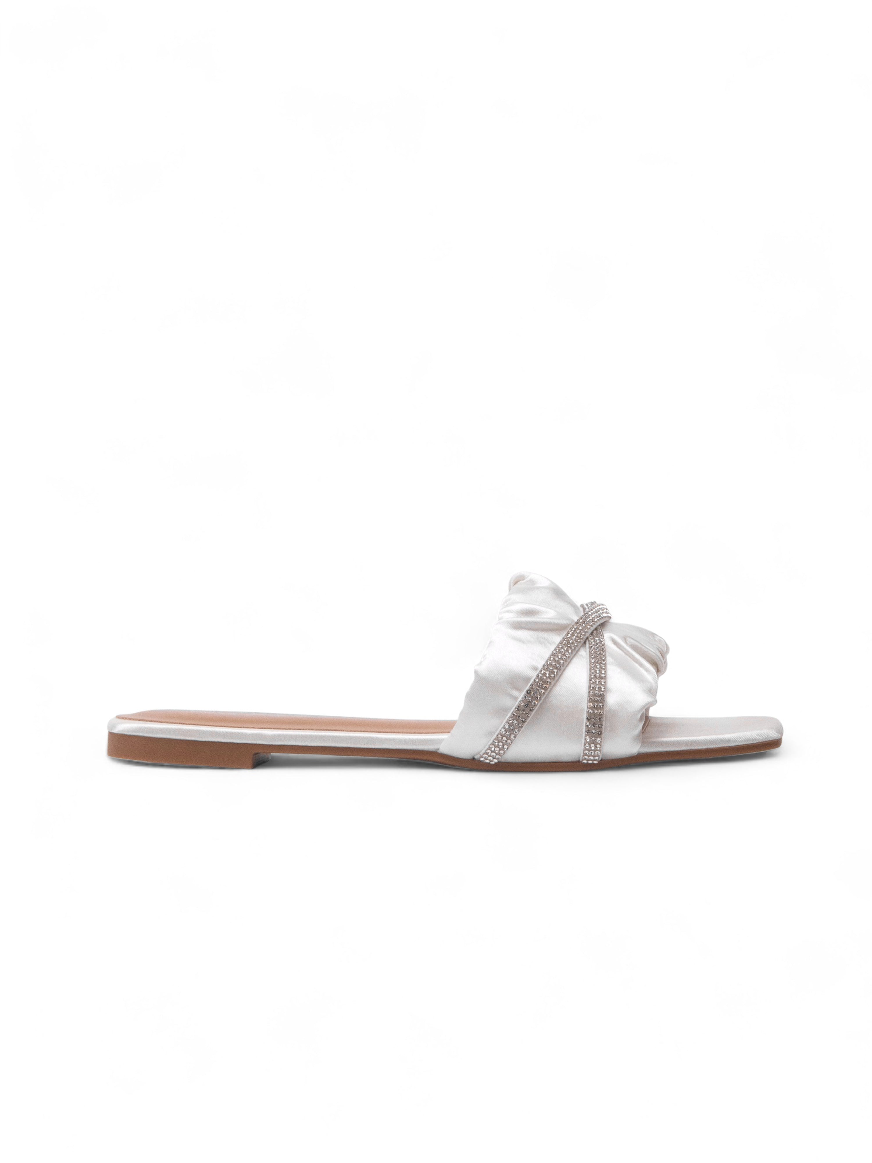 BUZZING60 抓皺水鑽雙帶拖鞋