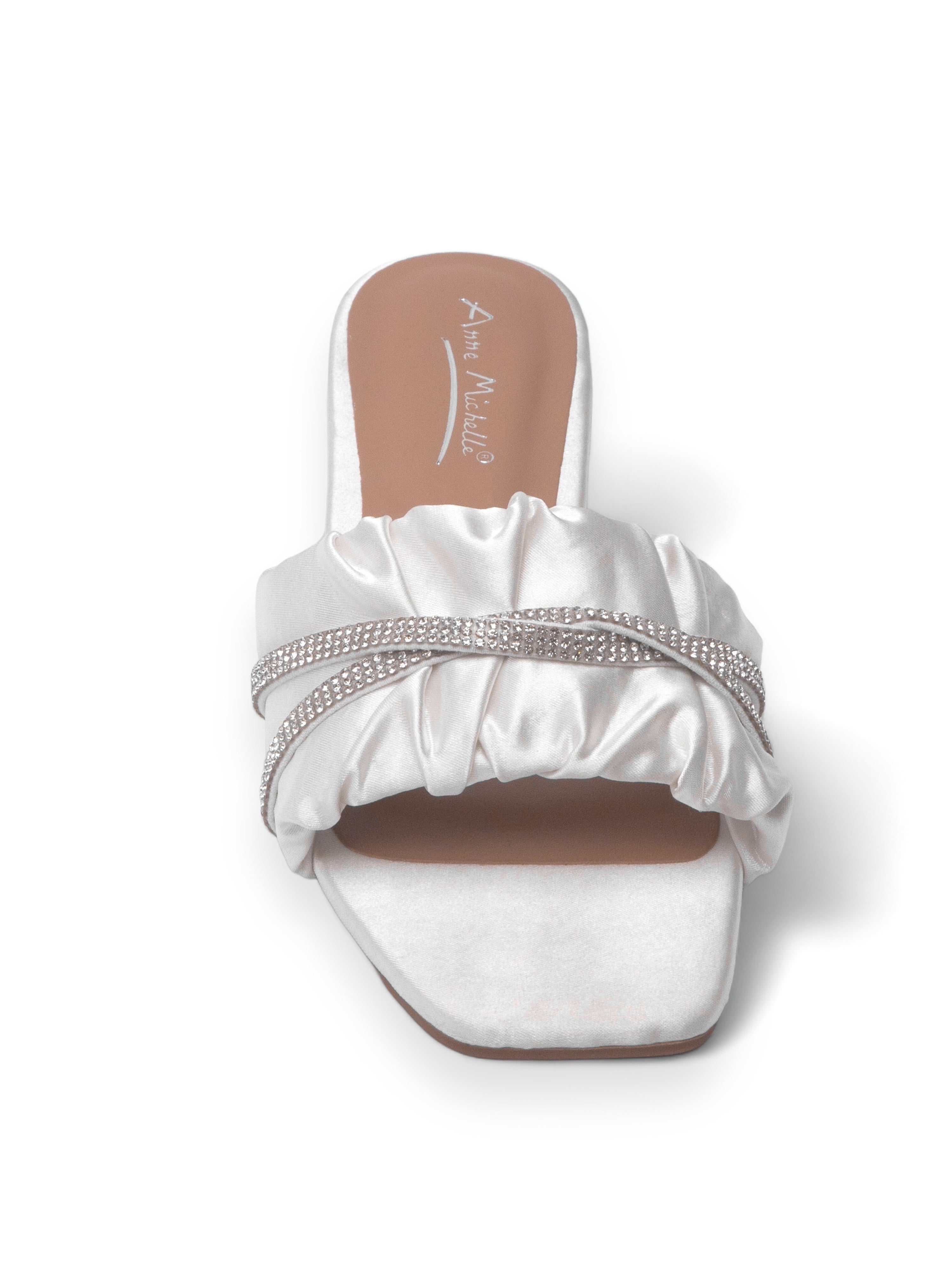 BUZZING60 抓皺水鑽雙帶拖鞋