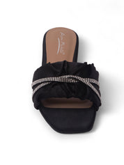 BUZZING60 抓皺水鑽雙帶拖鞋