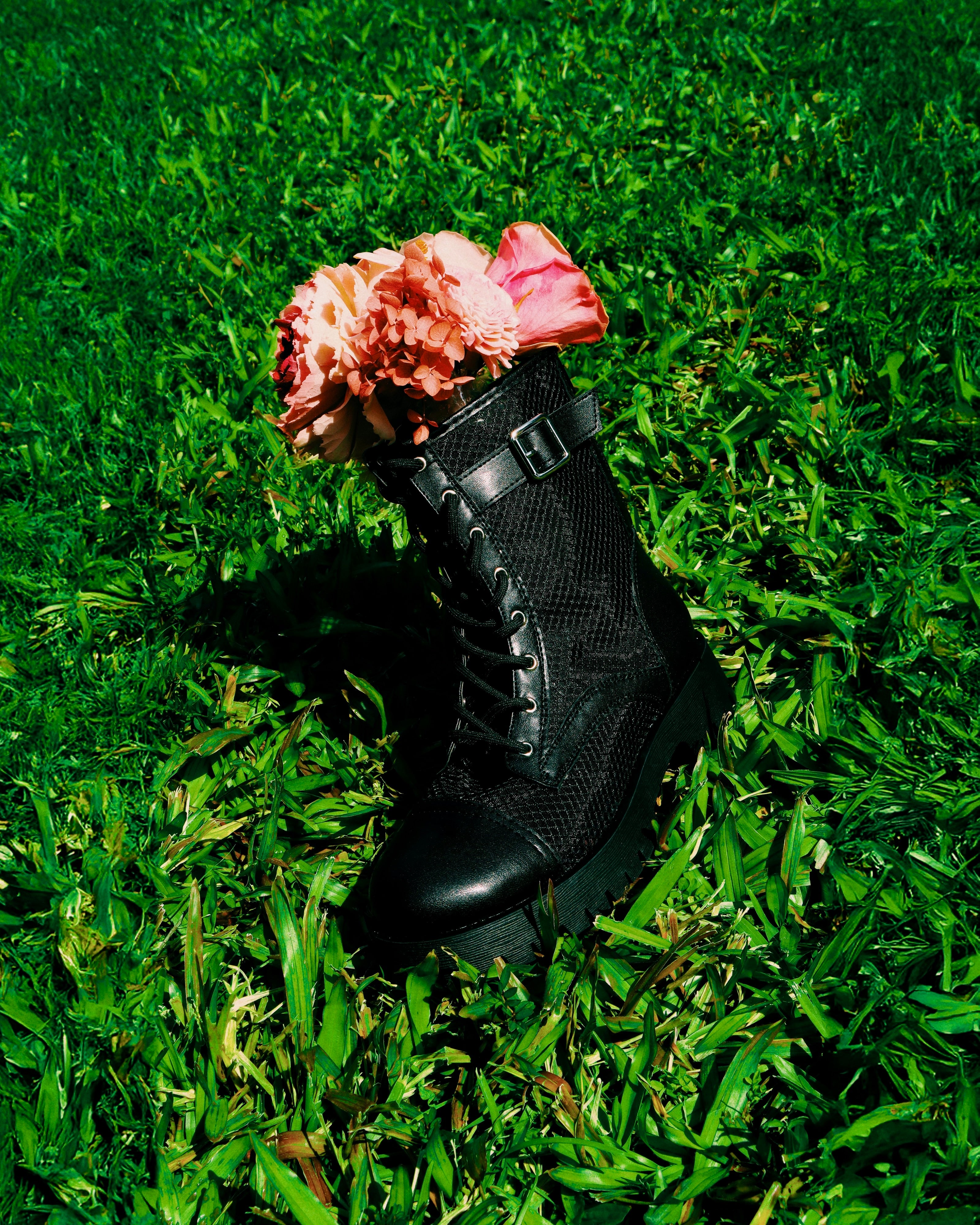 HUTCH89 網紗綁帶馬丁靴