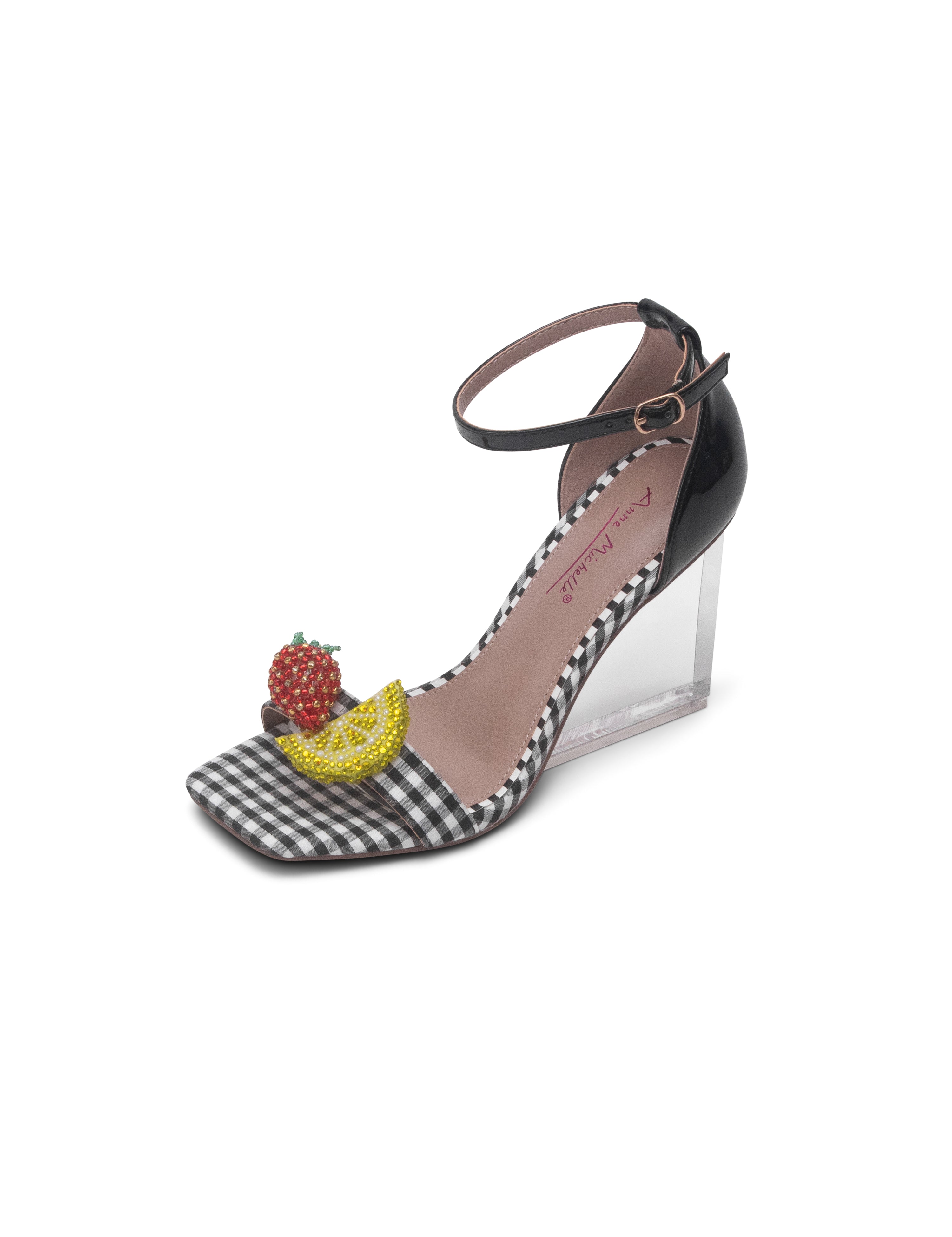 OUTSTAND 水果飾踝扣透明高跟涼鞋