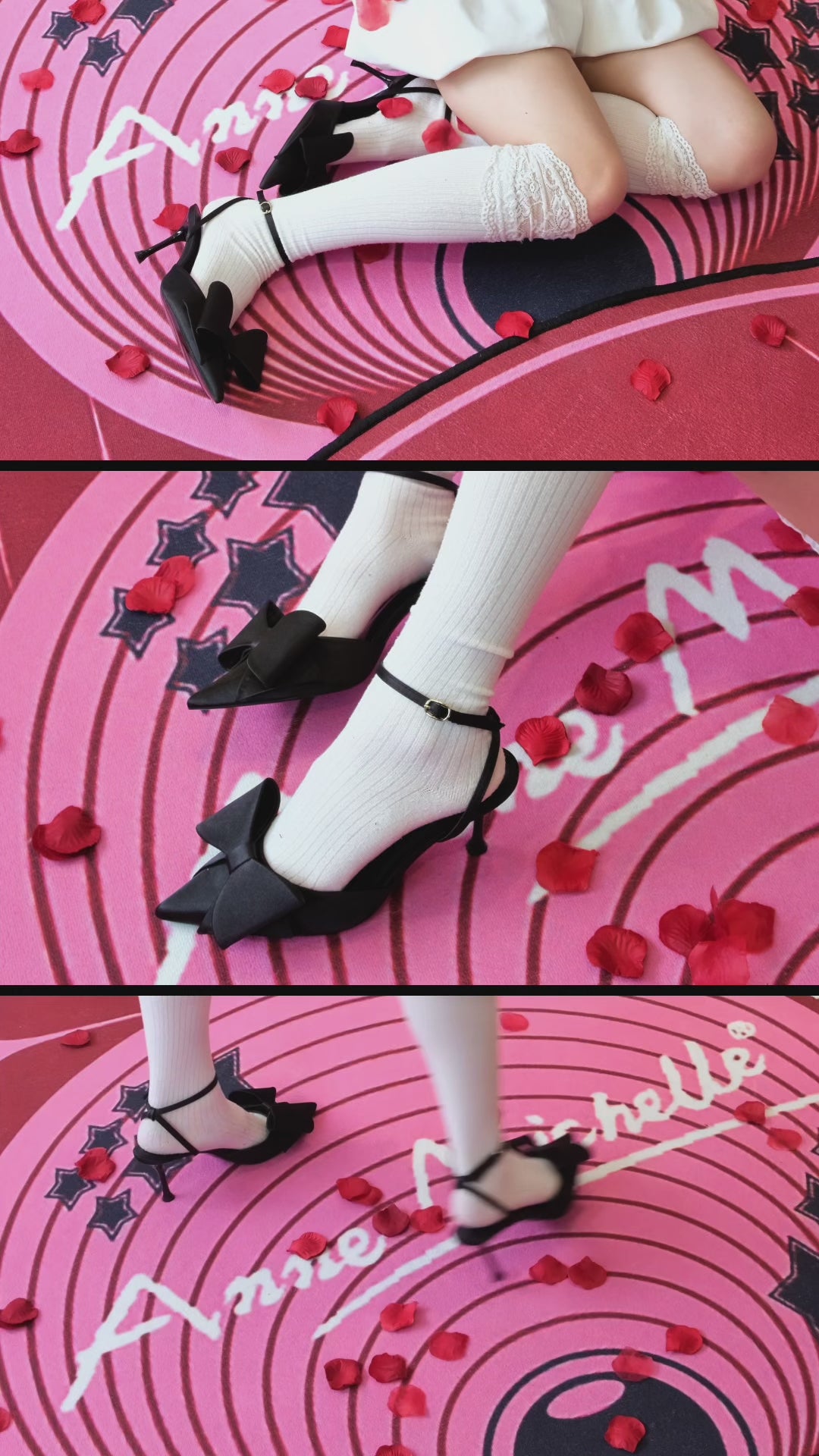 BANQUET 蝴蝶結尖頭細跟鞋