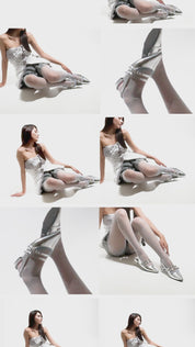 VISOR 雙扣帶尖頭平底鞋