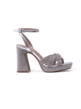 REACT 水鑽踝扣粗跟涼鞋