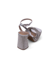 REACT 水鑽踝扣粗跟涼鞋