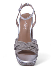 REACT 水鑽踝扣粗跟涼鞋