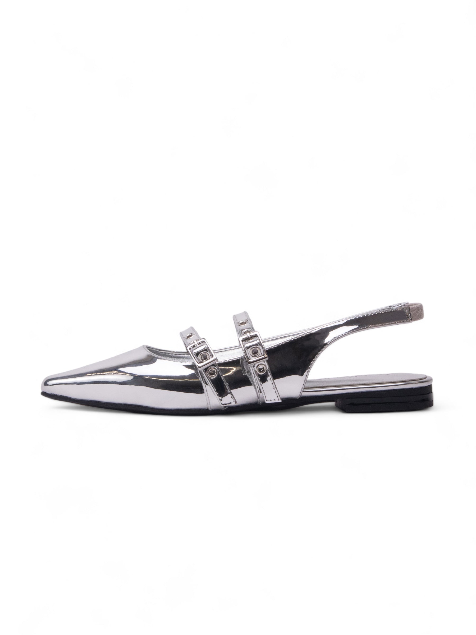 VISOR 雙扣帶尖頭平底鞋