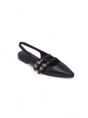 VISOR 雙扣帶尖頭平底鞋